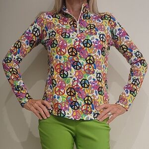 IBKUL Multicolor Peace Sign Top